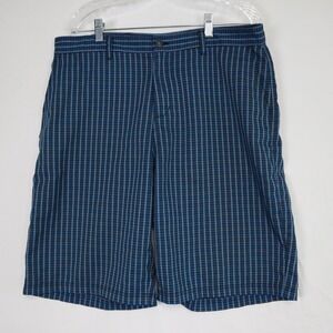 Adidas‎ Golf Shorts Mens 36 Performance Chino Stretch Flex Flat Front Blue Plaid